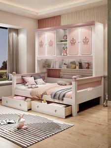 NUOMU | Luxury Pink Princess Girl Solid Wood American Style Storage Multi-functional Combination Bed