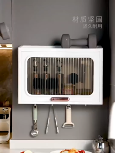 NewTide Wall-mounted Bathroom Cosmetic Organizer Hanging Cabinet Make up Storage Box Waterproof Dustproof Storage Box