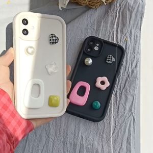 FOX Case Vivo Y01 Y12 Y12S Y15 Y15S Y17 Y20 Y20S Y21 Y21S Y21T Y27 Y27S Y30 Y30i Y33T Y33S Y36 Y50 Y91 Y91C Y93 Y95 Y1S Softcase Motif 3D Love Heart Flower Stone TPU Soft With Camera Lens Protection