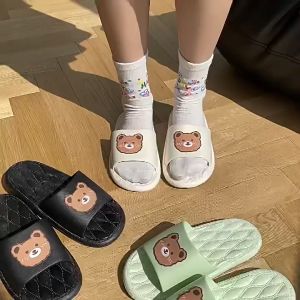 Dép Nhựa Gấu Dẻo Nữ Quai Ngang Đi Trong Nhà Siêu Bền Êm Chân Chống Trơn Trượt Maipy D272