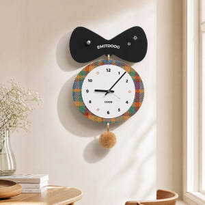 💥Dream Best🔥 Bauhaus Bowknot Wall Clock Silent Plaid Creative Art Hanging Clock Living Dining Room Home Wall Decor 26*39cm