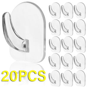 YESPERY ตะขอกาวในตัวแบบโปร่งใสที่แขวนติดผนังใสขนาดเล็ก20ชิ้นห้องน้ำห้องครัวที่บ้านไม้แขวนเหนียวเก็บของ