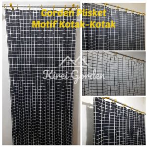 Gorden Jendela & Pintu: Motif Kotak-Kotak, Panjang 2 Meter, Terbaru & Murah
