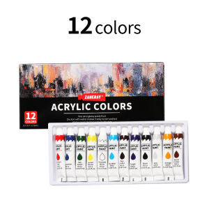 24 Colors Professional Acrylic Paint Set 6ml Tubes for Canvas Wood Ceramic Art Supplies for Beginners & Artists