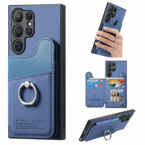 Integrated Card Holder Phone Case for Samsung S25 Ultra S23 A55 S22 plus A54 S21 FE S24 A16 A06 A56 with Card Slot Ring Holder