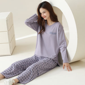 Pure Cotton Sleepwear Womens Long Sleeve Casual Leisure Home Clothes Set Drawstring Pants Autumn Style Comfortable Nightgown