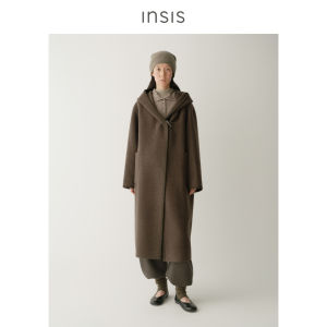 INSIS FEMME | Wool Fleece Yurt Style Sash Trim Bathrobe Feel Collar Long Coat