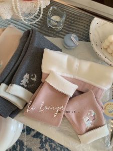 กางเกงบุขนแกะทรงสลิมฟิตสำหรับเด็กผู้หญิงปักลายการ์ตูนฤดูใบไม้ร่วง/ฤดูหนาว กางเกงขายาวทรงเข้ารูปสำหรับเด็กผู้หญิง สไตล์เกาหลี