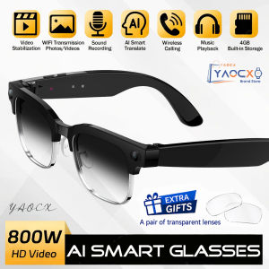 8MP HD Camera 4K UHD Metal Half Frame Glasses 4GB Memory Wi-Fi Image Transfer AI Real-Time Translation Waterproof Smart Glasses