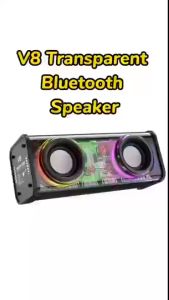 Bluetooth speaker transparent mechanical colorful light V8 dual pole small steel cannon bass speaker