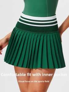 High Waist Pleated Inner Lined Double Layer Quick Dry Skirt