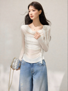 THROUS | Áo Thun Tay Voan Chấm Bi