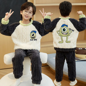 Thickened Fleece Spiderman Childrens Sleepwear Set Coral Velvet Home Clothes Cartoon Pattern Parent-Child Matching Autumn Winter Pyjamas