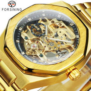 Đồng Hồ Cơ Lộ Máy Forsining Dành Cho Nam Kim Dạ Quang Dây Thép Không Gỉ Thời Trang Kinh Doanh Tourbillon Tự Động.