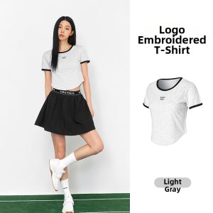 Contrast Logo Embroidery Women Tennis Shirt