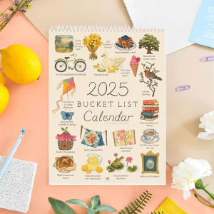 2025 New Year Personalized Pattern Calendar Cute Creative English Desk Calendar Wish List Home Decoration Office Supplies