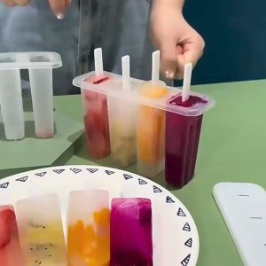 แม่พิมพ์ไอศครีม แท่งกลม 4ช่อง ที่ทำไอติม 4แท่ง แม่พิมพ์ไอติม ที่ทำไอศครีม