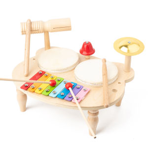 Kids Baby Drum Set 10 in 1 Baby Musical Instruments Toys Toddlers Montessori Wooden Xylophone Preschool Music Kit Percussion Tambourine Toys Birthday for Boys and Girls