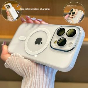 Magsafe Magnetic Absorption iPhone 14 pro Max Case Anti-Fall Full Cover Silicone Soft Shell Female Style with Lens Protection