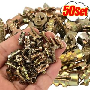 50Pcs Metal Anchors With Screw Heavy Duty Hollow Wall Anchor Expansion For Drywall Concrete Self Tapping Drilling Plug Screw Fasteners