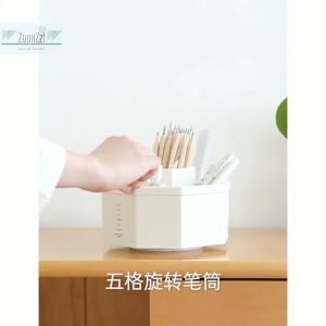 Rotatable Pen Holder Storages Stationary Save Spaces Design Large Capacity Cosmetic Safe Office Household Hostel Use Penyimpanan Pemegang Pen Boleh Diputar Pegun Jimat Ruang Reka Bentuk Peti Keselamatan Kosmetik Berkapasiti Besar 可旋转笔文具化妆品收纳大容量节省空间安全