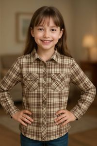 เสื้อเชิ้ตเด็กโตหญิง Cotton100%