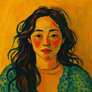 Tranh Nghệ thuật "Cô Gái Áo Xanh" VIETSMART ART - Acrylic 60 x 70cm