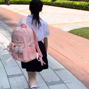 School Bag for Girls Kids Backpack For Kids Girls Schoolbag With Stuffed Toy Cartoon Princess Cute Stickers Bagpack School Bag for Children Boys Shoulder Bag