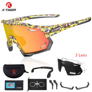 x-tiger | X-TIGER 3 Lens Cycling Sunglasses UV400 Protect Cycling Glasses Sports Polarized Men Bicycle Sunglasses MTB Racing Bike Glasses