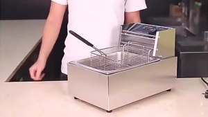 Professional 8-in-1 Electric Deep Fryer Skillet Combo w/ 6L Capacity | Stainless Steel Oil Container + Mesh Basket Filter | Intelligent Temp Control for Golden Chicken Crispy Fries Donuts | Commercial & Household Kitchen Appliance