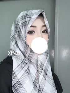 Khăn Trùm Đầu Vải Voan Kẻ Caro Siêu Mỏng Thoáng Khí Mùa Hè Mới Phong Cách Thường Ngày Thời Trang Khăn Trùm Đầu Dài Che Mặt