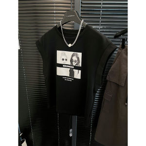 Slimming Sleeveless Top Women Summer Fashionable Print Loose Women T-Shirt Short Sleeve Korean Style Straight Cut Cotton Pure