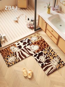 ZHIBAIJIA | Water Absorbing Anti-slip L-shaped Cartoon Bathroom Mat