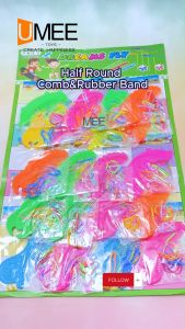 20Pcs Party Gift Half Round Comb & Rubber Band Pad For Party Gift-Loot Bag Filler