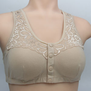Middle-Aged and Elderly Bra Front Closure Bra Middle-Aged Ladieswear Wireless plus Size Vest-Style Cotton Intimates Women