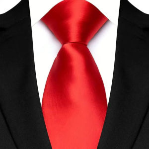 Luxury 8CM Mens Necktie Red Color Solid Stripes Paisley Ties For Man Groom Jacquard Woven Neck Tie For Business Wedding Party