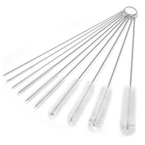 แปรงทําความสะอาดขนไนลอนสแตนเลสสําหรับหลอดฟางถ้วยขวดปรับแต่งบ้านส่วนบุคคลเครื่องมือทําความสะอาดพื้นในครัวเรือน