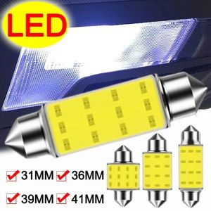 2Pcs Car LED Ceiling Light 31/36/39/41mm 9V-14V Ice Blue Bulb Double Tip COB High Brightness License Plate Light Car Interior Reading Light