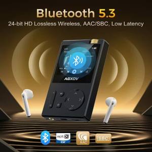 AGXOV V08 MP3 Player Bluetooth 5.3 HiFi Lossless Music Player Dual DAC AptX HD 256GB Expandable Sport Portable Audio Player Gift