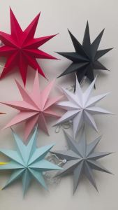 2PCS 3D Paper Star Hanging Ornaments Nine Points Origami Style Perfect for Eid Mubarak Christmas Weddings Ramadan Birthdays