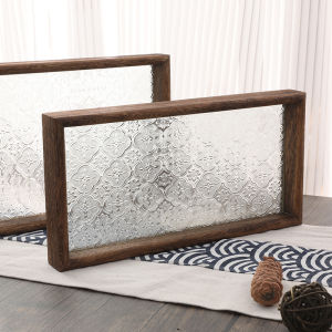 Retro Wooden Jewelry Tray Tea Cup Storage Display Plate Photography Props Long Rectangle Chinese Style Rectangular Tray