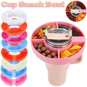 3/4 Grid Snack Bowl for Stanley 40oz Tumbler with Handle Plastic Snack Tray Partition Compartment Compatible for 40oz Water Cup