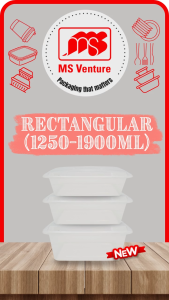 {MSV} Rectangle Microwavable Plastic Takeaway Containers (1250ml-1900ml) Anti Leak Durable Reusable MS 1250A 1500A 1900A
