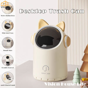 Vision 2L Motion Sensor Mini Desktop Trash Can Electronic Dustbin Automatic Touchless Garbage Can with Spherical Display for Bathroom Induction Rubbish Bin Covered Living Room Trash Can