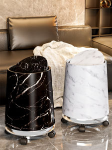 Wheeled Trash Can for Home Living Room Bathroom with Lid Mobile Kitchen Commercial Restaurant Hotel Room High Aesthetic Value