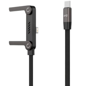 Multifunction Type-C 27W Fast Charging Cable 2-IN-1 Foldable Bracket For iPhone 11 12 13 14 Phone Holder USB-C to USB-L