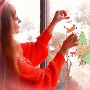Christmas Santa Elk decorations colorful window stickers PVC Static Stickers Glass DIY New Year Party Home Decor Santa Claus christmas tree Snowflake Wall Merry Christmas Sticker Creative Shop Glass Door Room Wall Decor Wallpaper Sticker for Bedroom