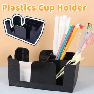 Cup & Straw Holder Organizer: Milktea Coffee Paper Cup Dispenser Space Saver