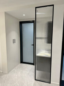 Tempered Glass Stainless Steel Modern Simple Living Room Bathroom Water Pattern Screen Partition Home Decor Artistic Style