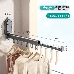 Folding Extendable Invisible Suction Cup Clothes Drying Rack